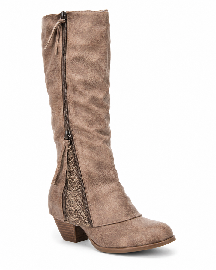 June | Lace-Detail Tall Western Boot