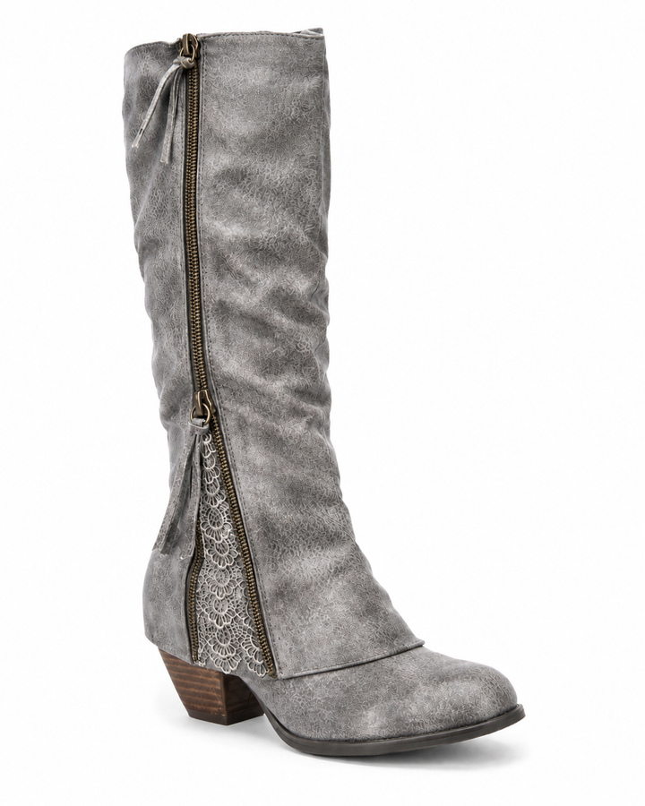 June | Lace-Detail Tall Western Boot