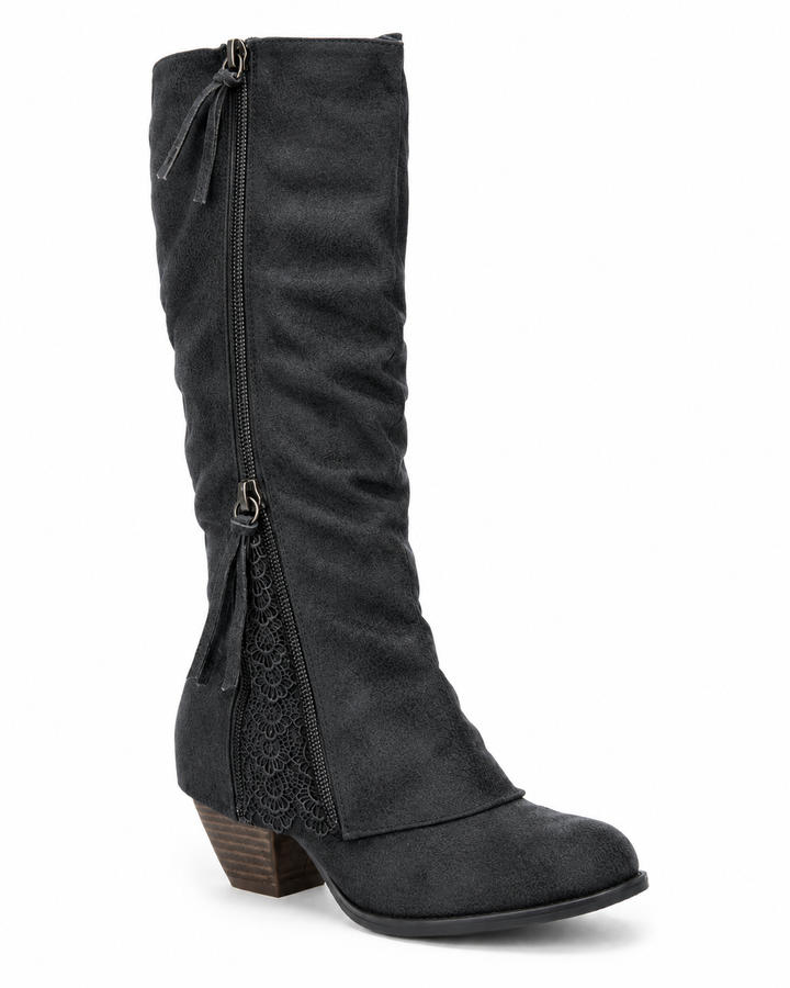 June | Lace-Detail Tall Western Boot