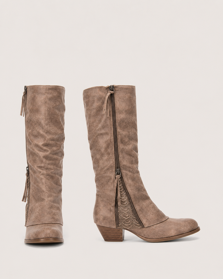 June | Lace-Detail Tall Western Boot