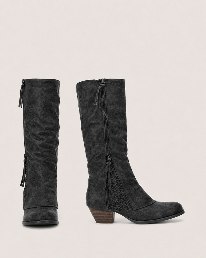 June | Lace-Detail Tall Western Boot