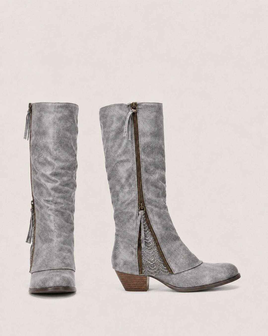 June | Lace-Detail Tall Western Boot