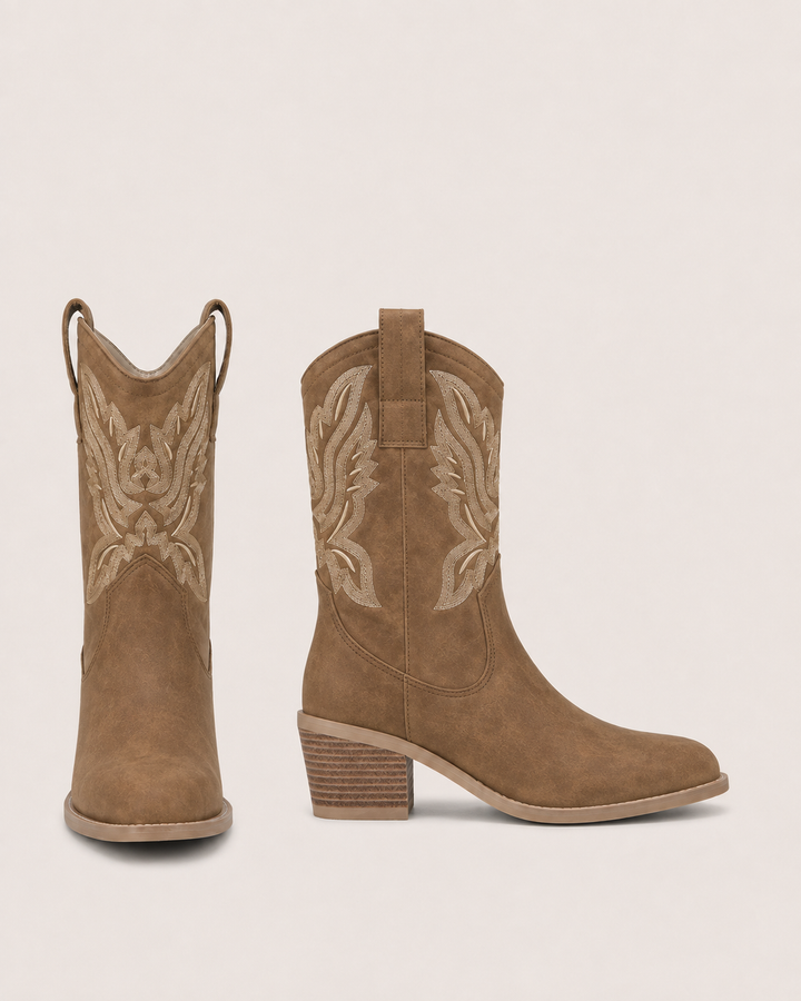 Maisie | Embroidered Western Ankle Boot