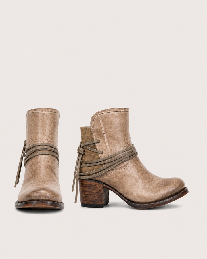 Avery | Lace-Wrap Western Ankle Boot