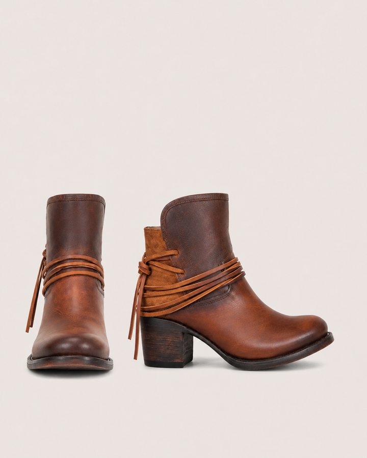 Avery | Lace-Wrap Western Ankle Boot