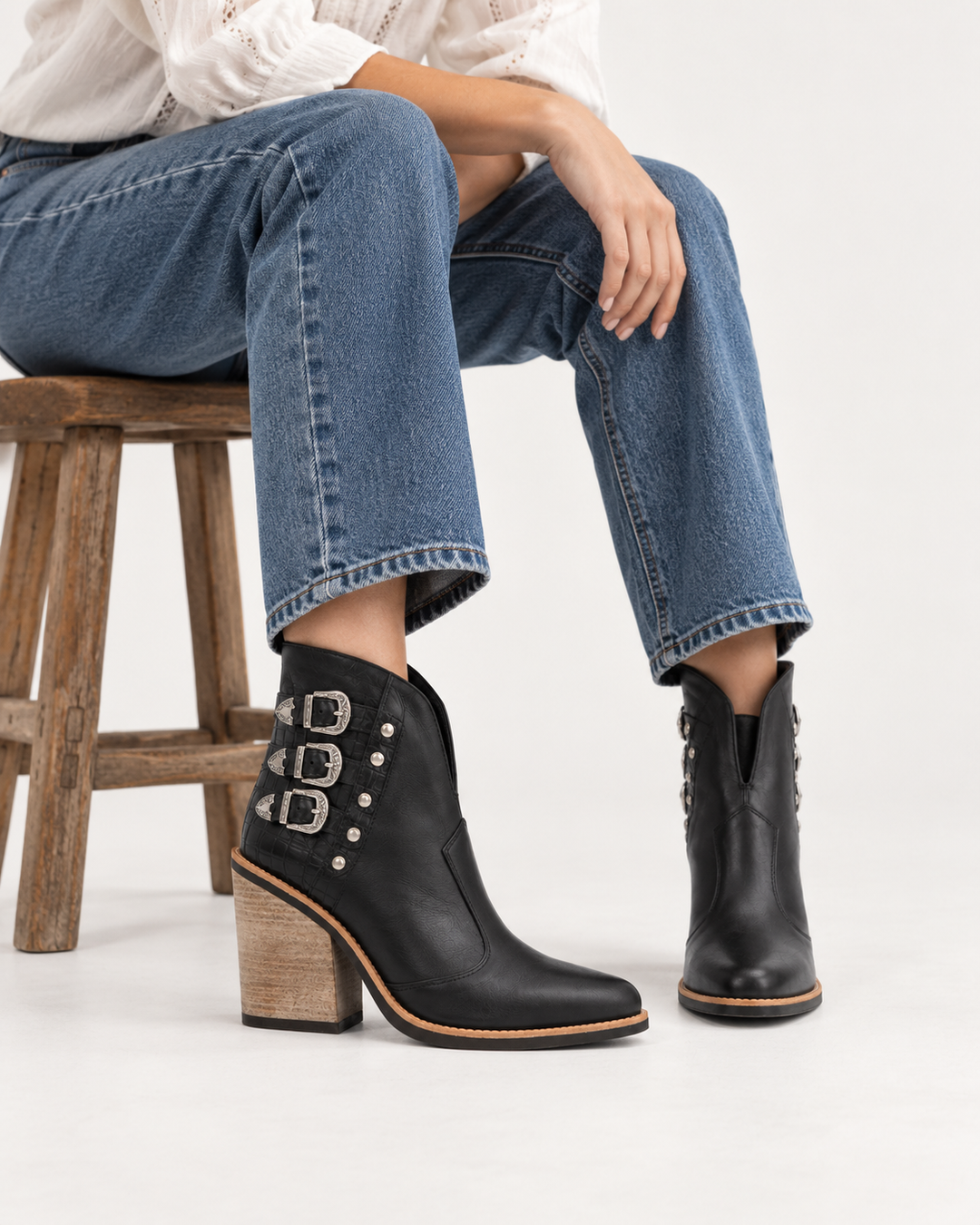 Bailey | Multi-Buckle Western Ankle Boot