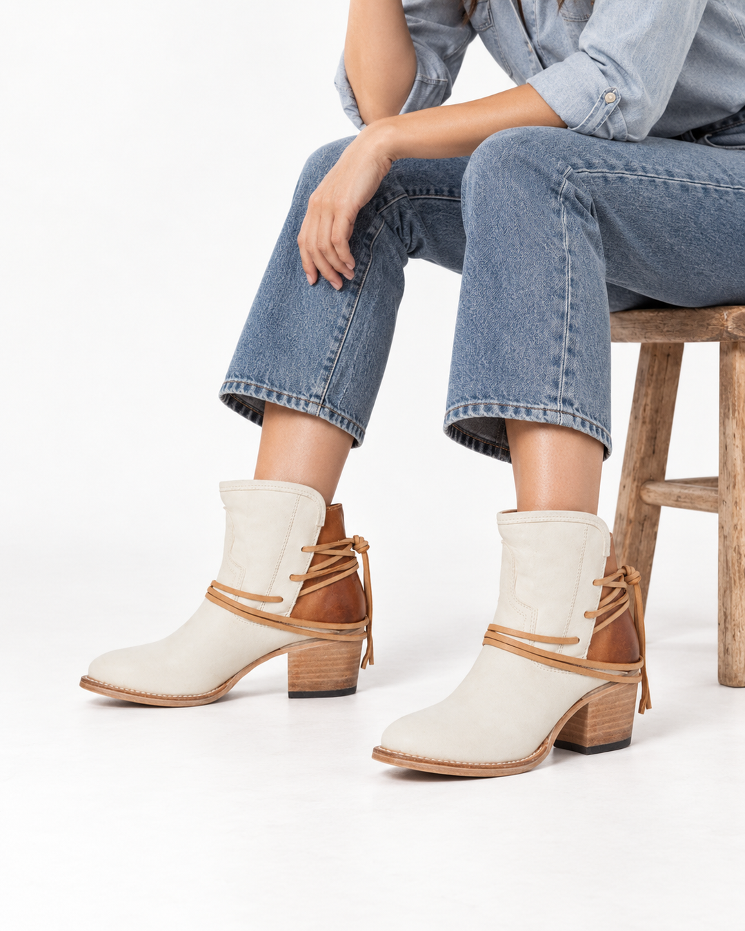 Avery | Lace-Wrap Western Ankle Boot