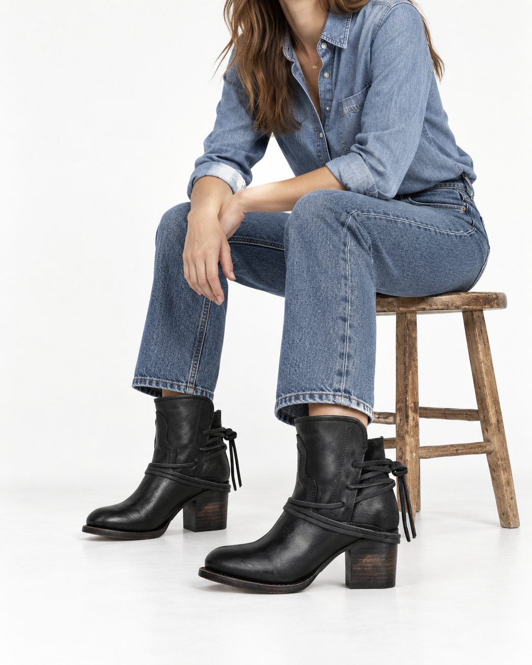 Avery | Lace-Wrap Western Ankle Boot