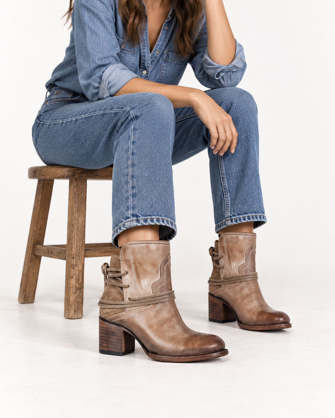 Avery | Lace-Wrap Western Ankle Boot