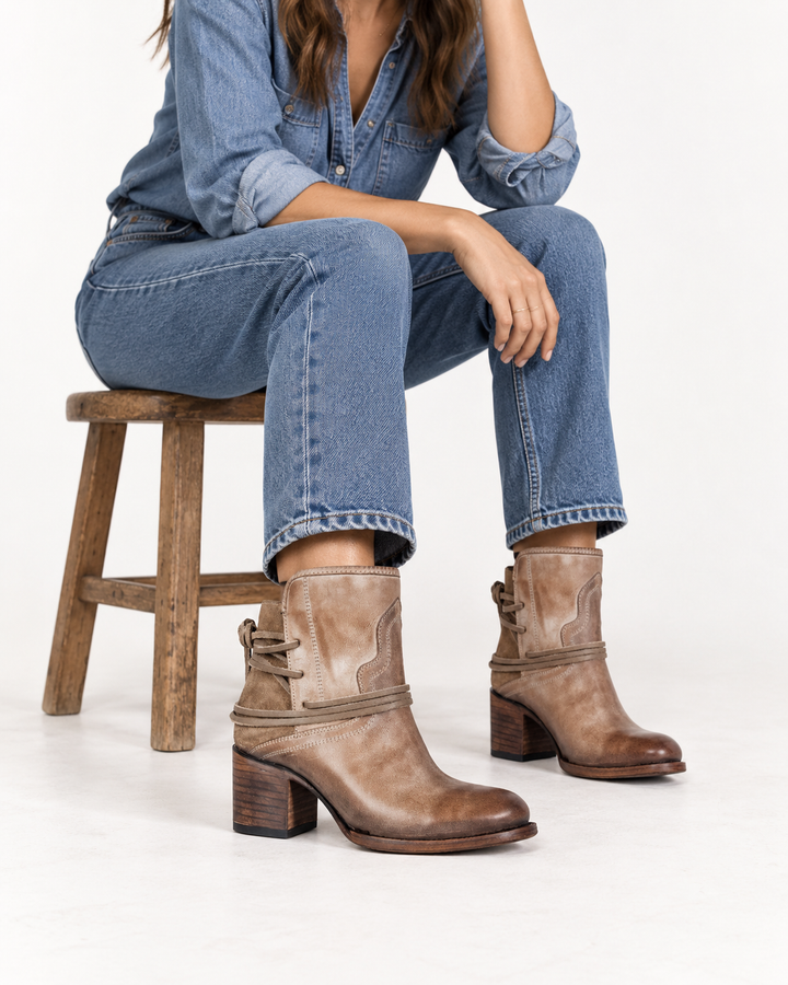 Avery | Lace-Wrap Western Ankle Boot