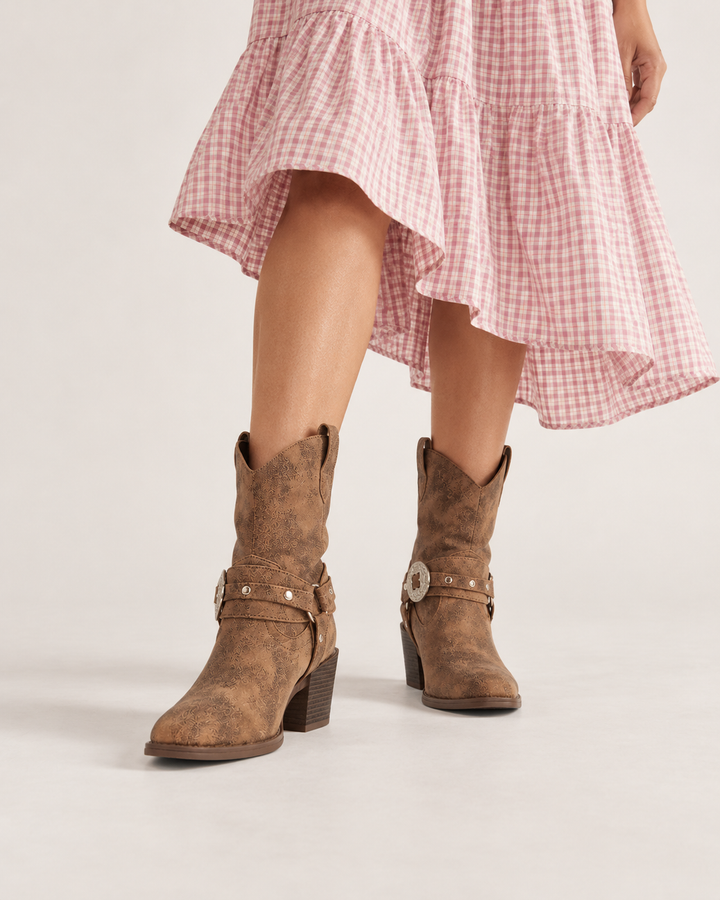 Della | Concho Western Ankle Boot