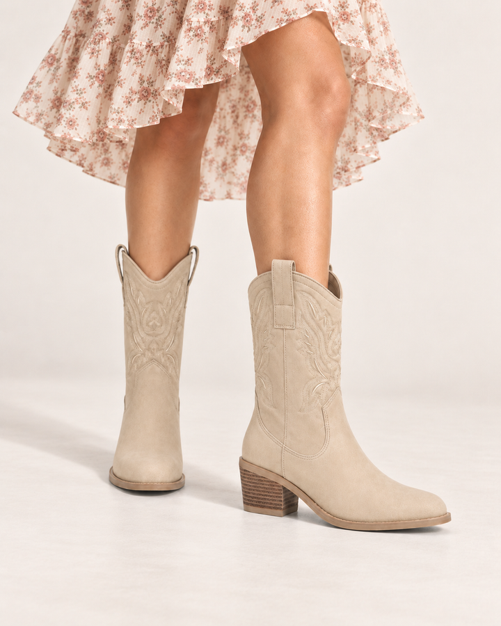 Maisie | Embroidered Western Ankle Boot