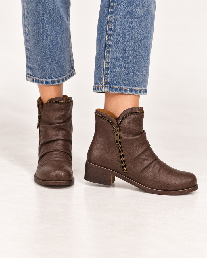 Lainey | Zip Western Ankle Boot