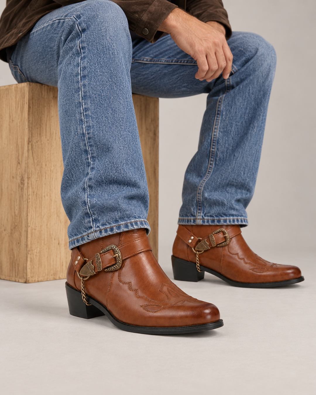 Maddox | Buckle Western Ankle Boot