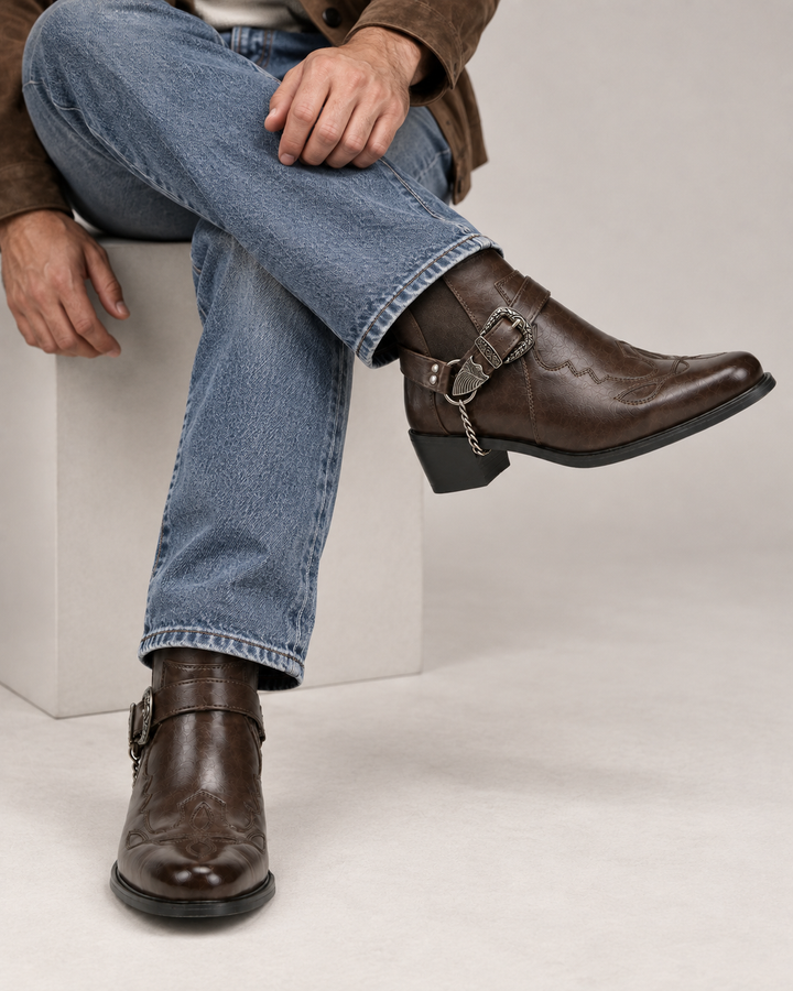 Maddox | Buckle Western Ankle Boot