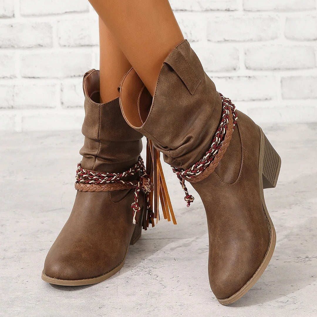 Clara | Braided Western Ankle Boot