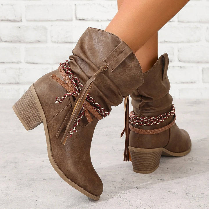 Clara | Braided Western Ankle Boot
