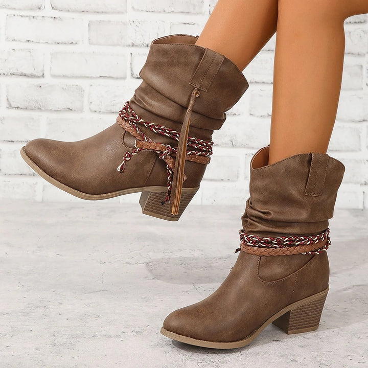 Clara | Braided Western Ankle Boot