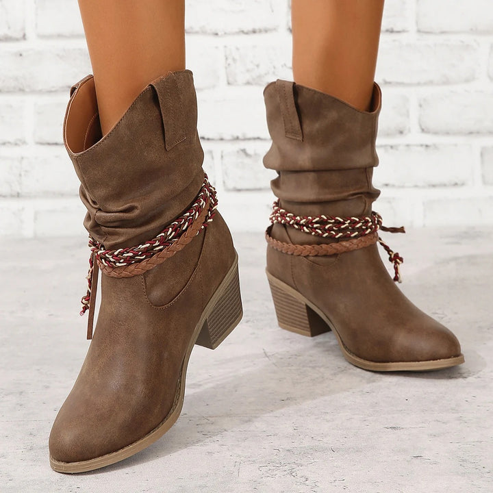 Clara | Braided Western Ankle Boot
