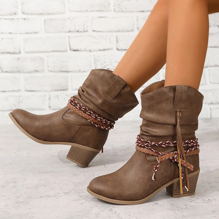 Clara | Braided Western Ankle Boot