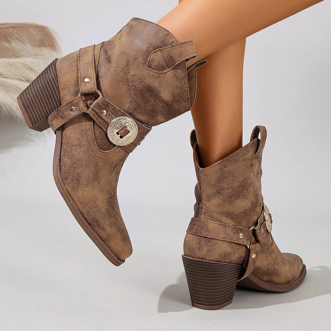 Della | Concho Western Ankle Boot