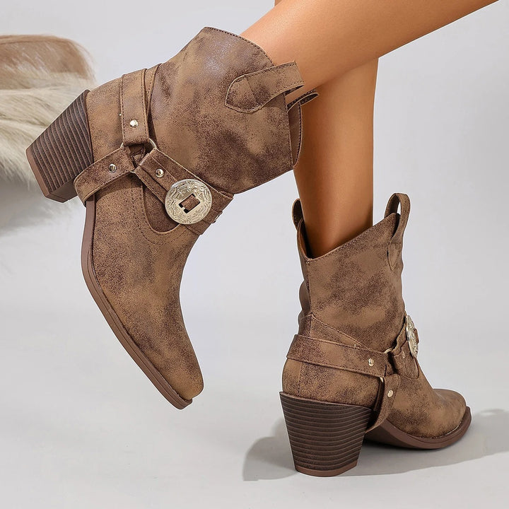 Della | Concho Western Ankle Boot
